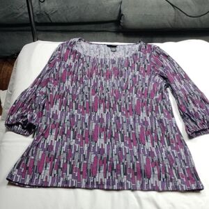 Lane Bryant Purple And Gray Geometric Blouse To Size 14/16W